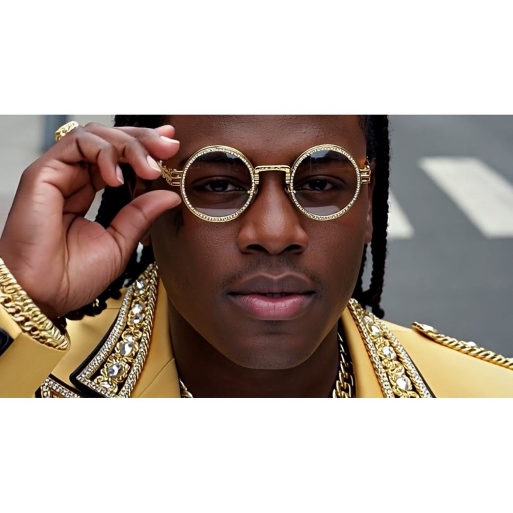 Designer Eyewear Sunglasses dazzling Clear Circle Hip Hop Cholo Street Jewel New